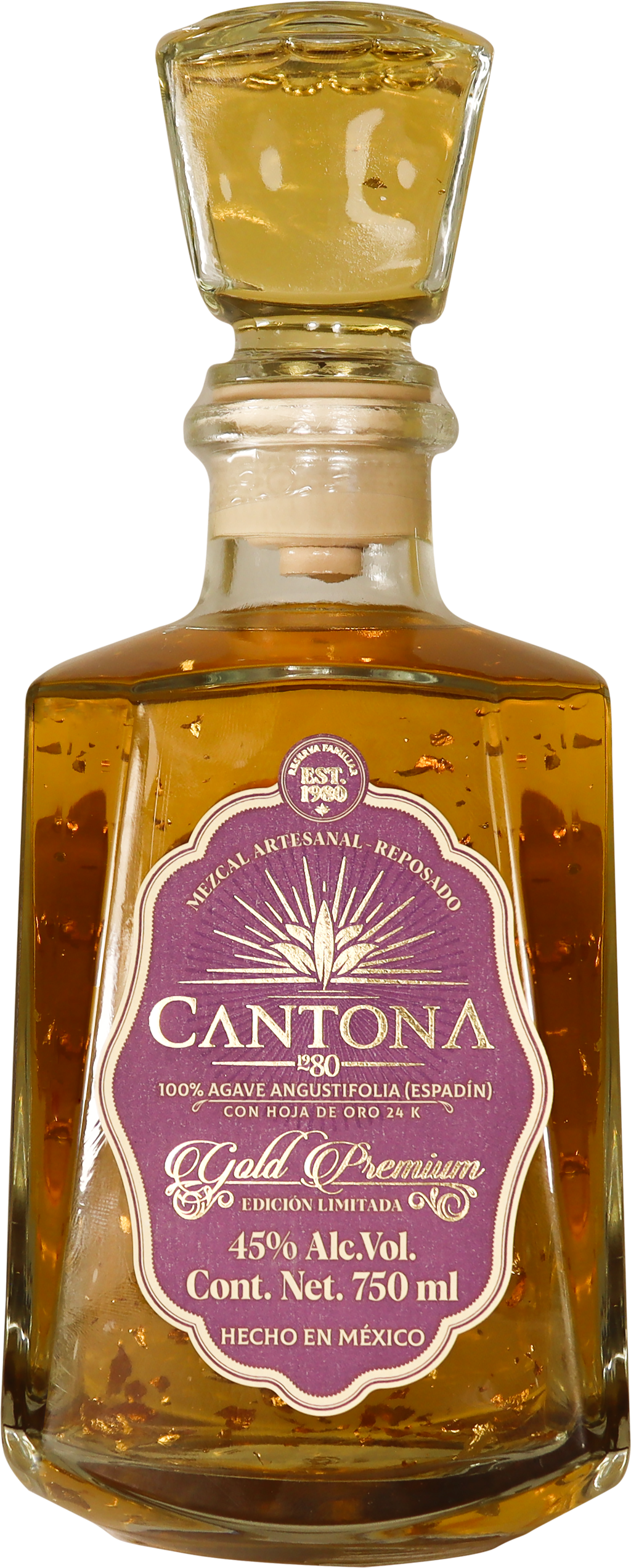 MEZCAL REPOSADO GOLD PREMIUM 24 K 45% ALC VOL | CANTONA 1980